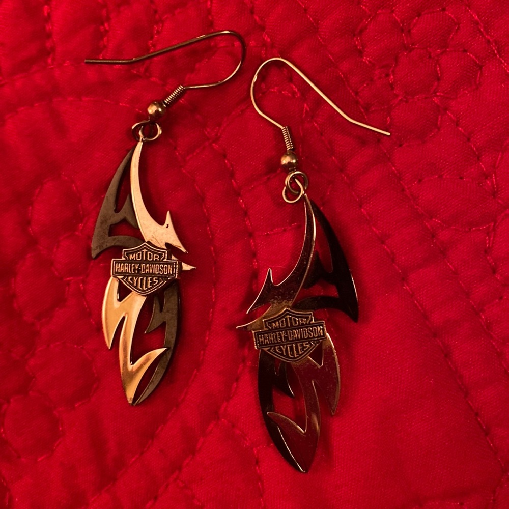Back and silver Harley Davidson earrings